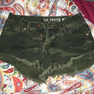 Frayed Camouflage Shorts